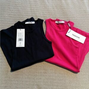 Thakoon Black and Pink Sleeveless Tops